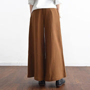 2018 spring casual linen women pants elastic waist loose fashion wide leg pants - SooLinen