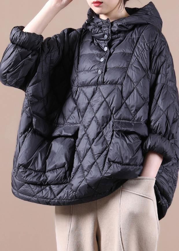 2021 Loose Fitting Winter Jacket Hooded Black Pockets Down Coat-(free Shipping+limited Stock) - SooLinen