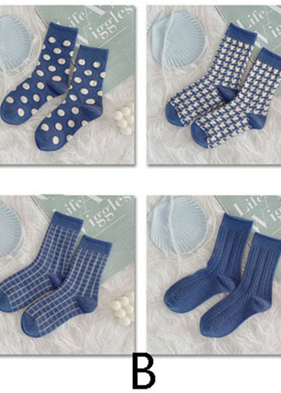 Art Blue Dot Jacquard Cotton Crew Socks