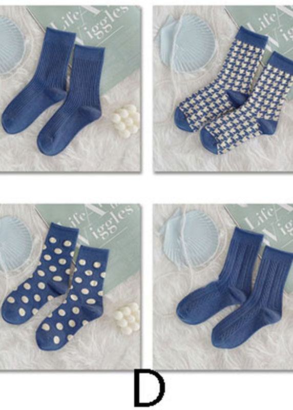 Art Blue Dot Jacquard Cotton Crew Socks