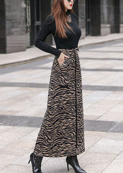 Art Zebra pattern Zip Up Print Silk Velour Skirt Winter