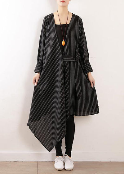 Autumn new original design loose asymmetrical striped shirt cardigan coat - SooLinen