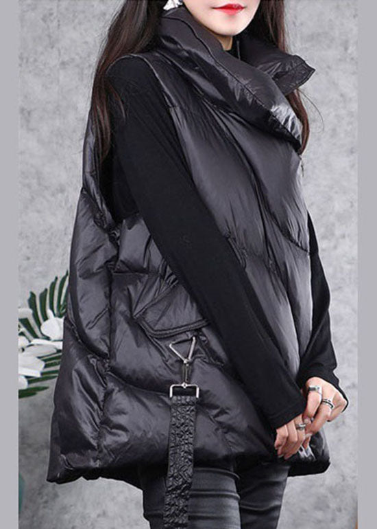 Beautiful Black Peter Pan Collar zippered Duck Down Winter down vest