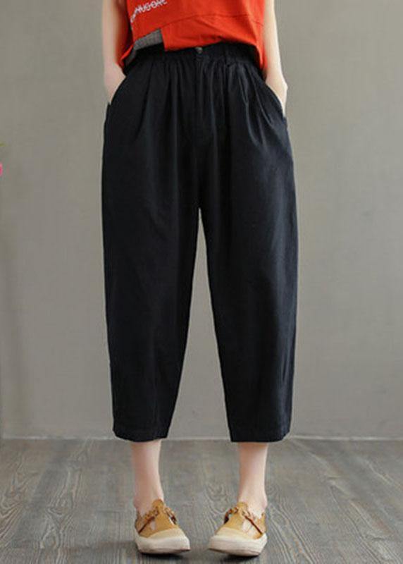 Beautiful Green Cotton Loose Harem Summer Pants - SooLinen