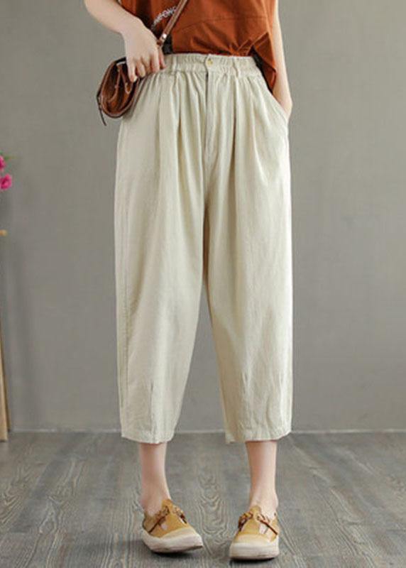 Beautiful Green Cotton Loose Harem Summer Pants - SooLinen