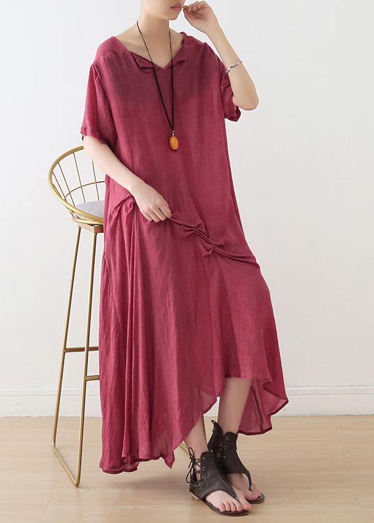 Beautiful blue Cinched cotton Tunics asymmetric long summer Dress - SooLinen