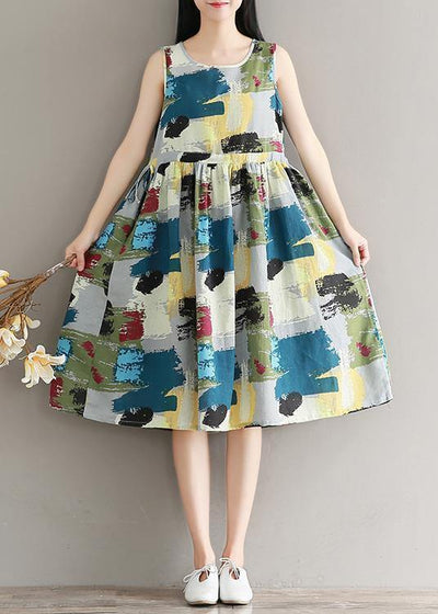 Beautiful floral cotton quilting clothes sleeveless daily summer Dresses - SooLinen