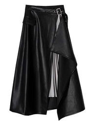 Bohemian Black asymmetrical design Patchwork Skirts Spring - SooLinen