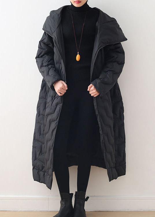 Casual Loose fitting down jacket hooded overcoat asymmetric down coat winter - SooLinen