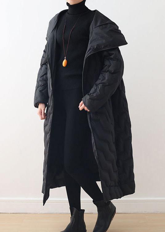 Casual Loose fitting down jacket hooded overcoat asymmetric down coat winter - SooLinen