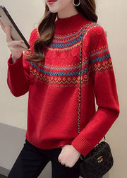 Chic Red fashion Thick retro Fall Knit Sweater