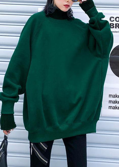 Chunky green knitted pullover fall fashion winter sweaters o neck - SooLinen