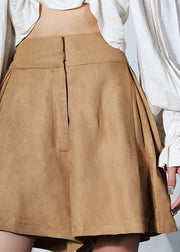 Classy Brown High Waist Pockets hot Wide Leg Linen Pants - SooLinen