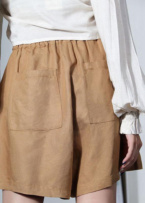 Classy Brown High Waist Pockets hot Wide Leg Linen Pants - SooLinen