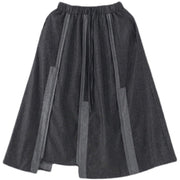 Classy Dark Grey Patchwork Pockets Skirts - SooLinen