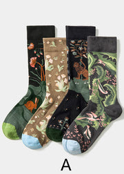 Klassische Jacquard-Crew-Socken aus Baumwolle mit modischem Muster