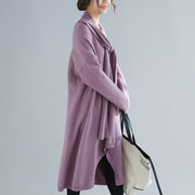 Comfy o neck asymmetric Sweater Aesthetic Largo purple Ugly knit dress