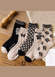 DIY Lovely bow Print thick Cashmere Crew Socks