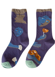 DIY retro Print Illustration Cotton Crew Socks