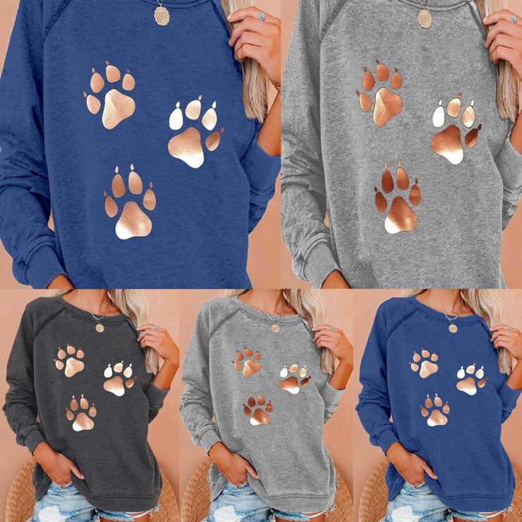 Dog Footprints Print Sweatshirt Women - SooLinen