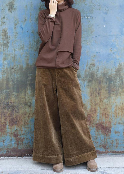 Elegant thick pants khaki Work Outfits wild leg pants - SooLinen