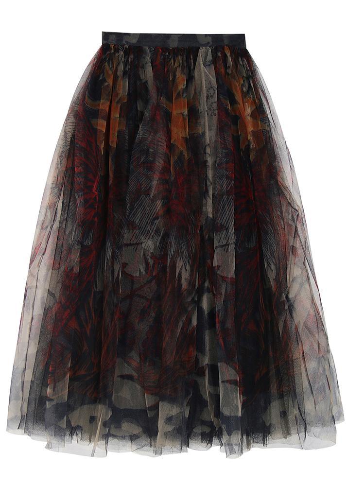 Fine Black Print Lace A Line Skirts Summer - SooLinen