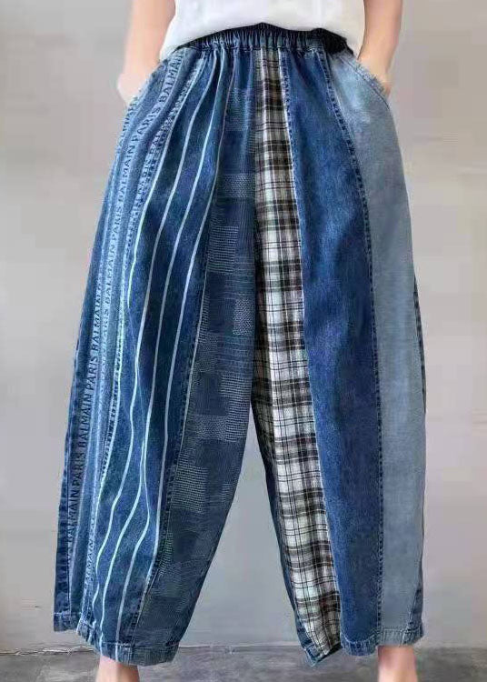 Fine Blue Patchwork fashion denim Pants Spring