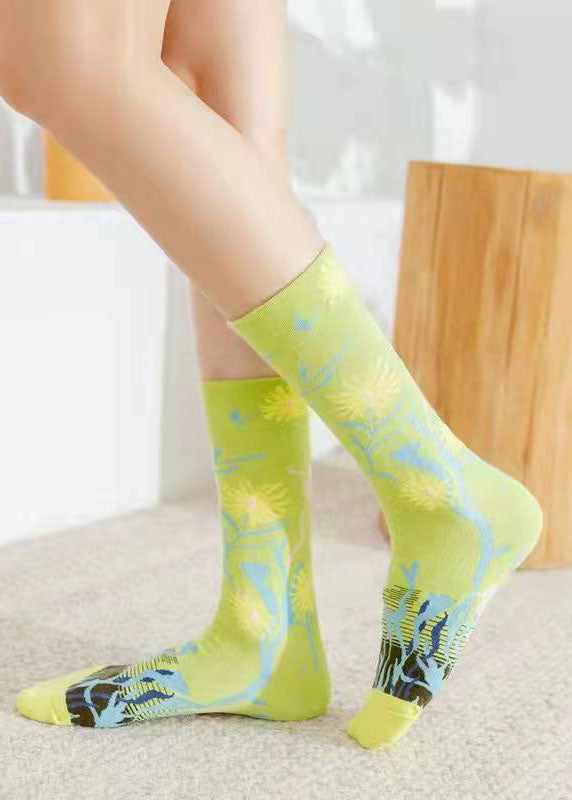 Feine Jacquard-Baumwollsocken im College-Stil im Retro-Stil