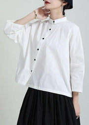 Fine White Peter Pan Collar Button Summer Blouse Tops - SooLinen