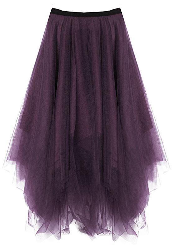 Fitted Purple Patchwork Summer Skirt Tulle Asymmetrical - SooLinen