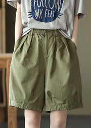 French Army Green Elastische Taillentaschen Baumwolle Overalls Shorts Sommer