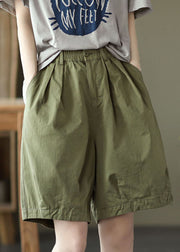 French Army Green Elastische Taillentaschen Baumwolle Overalls Shorts Sommer