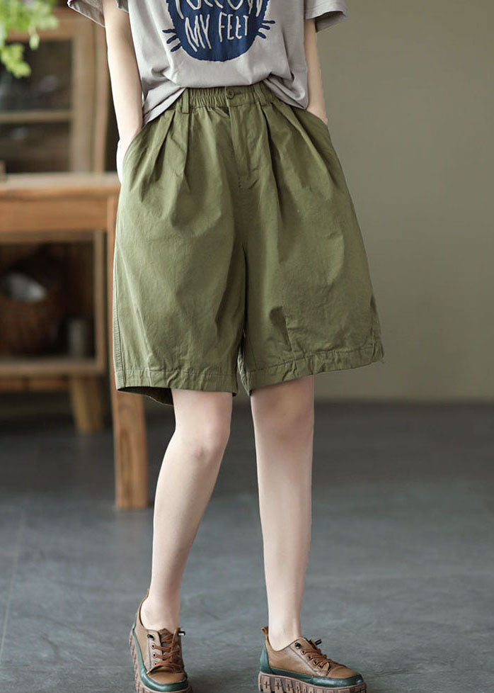 French Army Green Elastische Taillentaschen Baumwolle Overalls Shorts Sommer