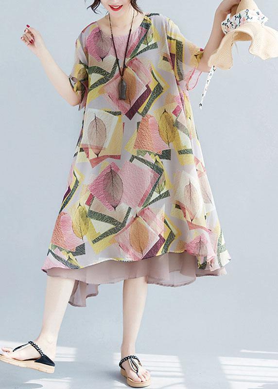 French o neck large hem clothes Neckline floral Dresses - SooLinen