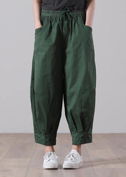 Loose Khaki tie waist Pockets Harem Pants Summer Cotton - SooLinen