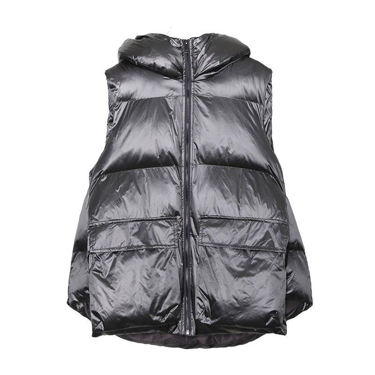 Luxury casual Jackets & Coats sleeveless winter coats silver thick winter women parka - SooLinen