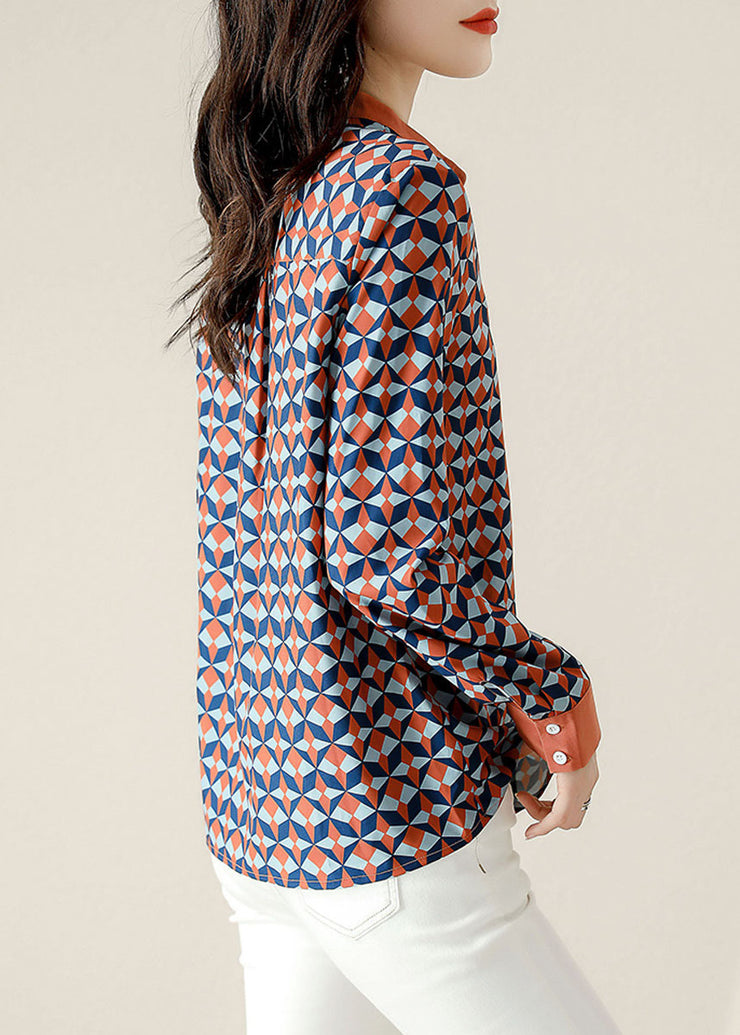 Modern Caramel Print Cotton Shirt Top Spring