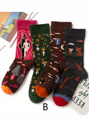 Modern Cartoon printing Jacquard Cotton Mid Calf Socks