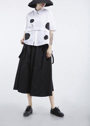 Natural White Dot Peter Pan Cotton Shirt Tops - SooLinen