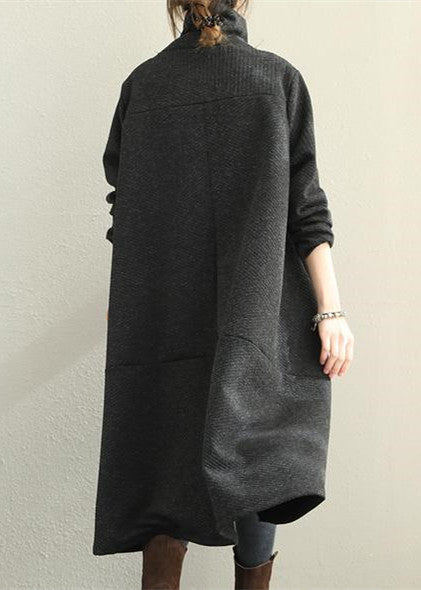 New Loose Black High Neck Base Dresses Women Casual Clothes