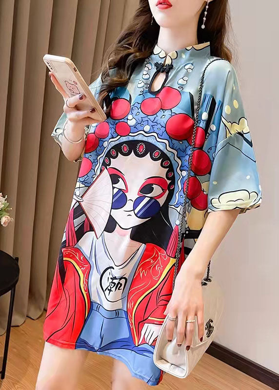 2024 New Summer Peking Opera Face Design And Slim Slim Dress