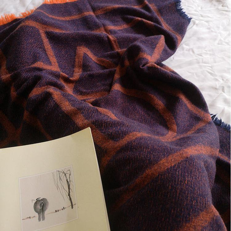 Orange geometric big scarf shawl thickened autumn and winter double-sided dual-use - SooLinen