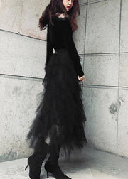 Organic Black tulle Tiered Summer Skirts - SooLinen