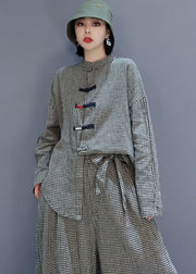 Organic Grey Plaid Pockets 2 Piece Outfit Spring