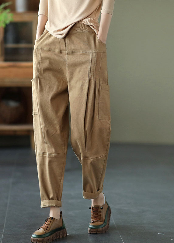 Organic Khaki Loose Pockets Harem Fall Pants