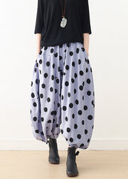 Organic wide leg pants Cotton clothes Women Shape blue dotted A Line pants spring