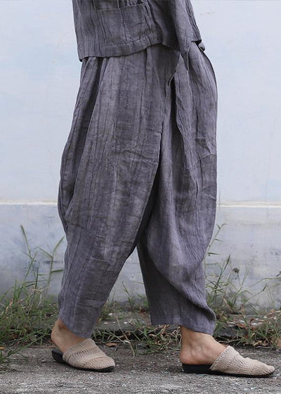 Personality linen casual gray pants loose 2019 autumn pants - SooLinen