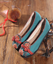 Red Cotton Fabric Flat Shoes For Women Embroideried Flat Feet Shoes