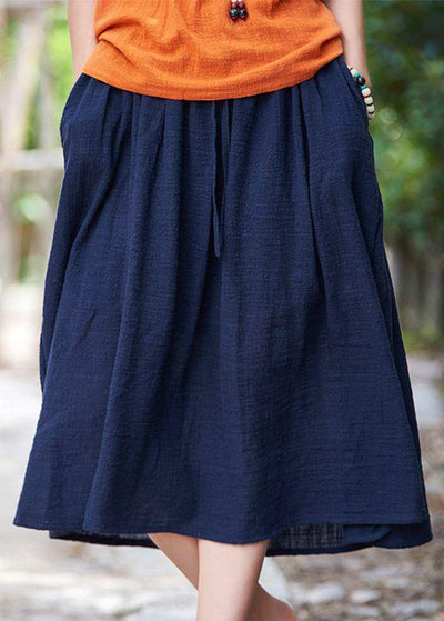 Retro Cotton And Hemp Baggy Thin tight Waist Skirt - SooLinen