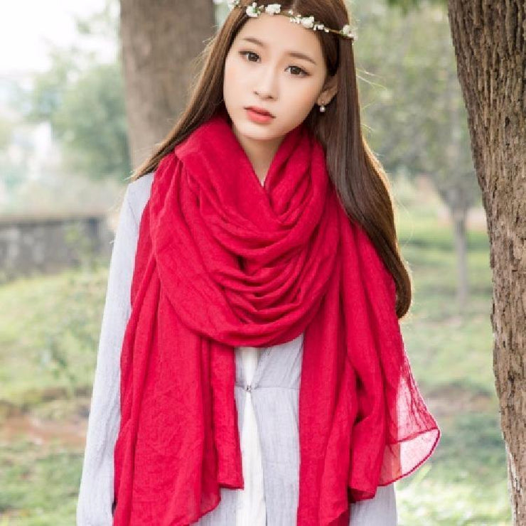 Scarf ladies spring and autumn summer big square scarf thin long section air conditioning shawl dual-use - SooLinen